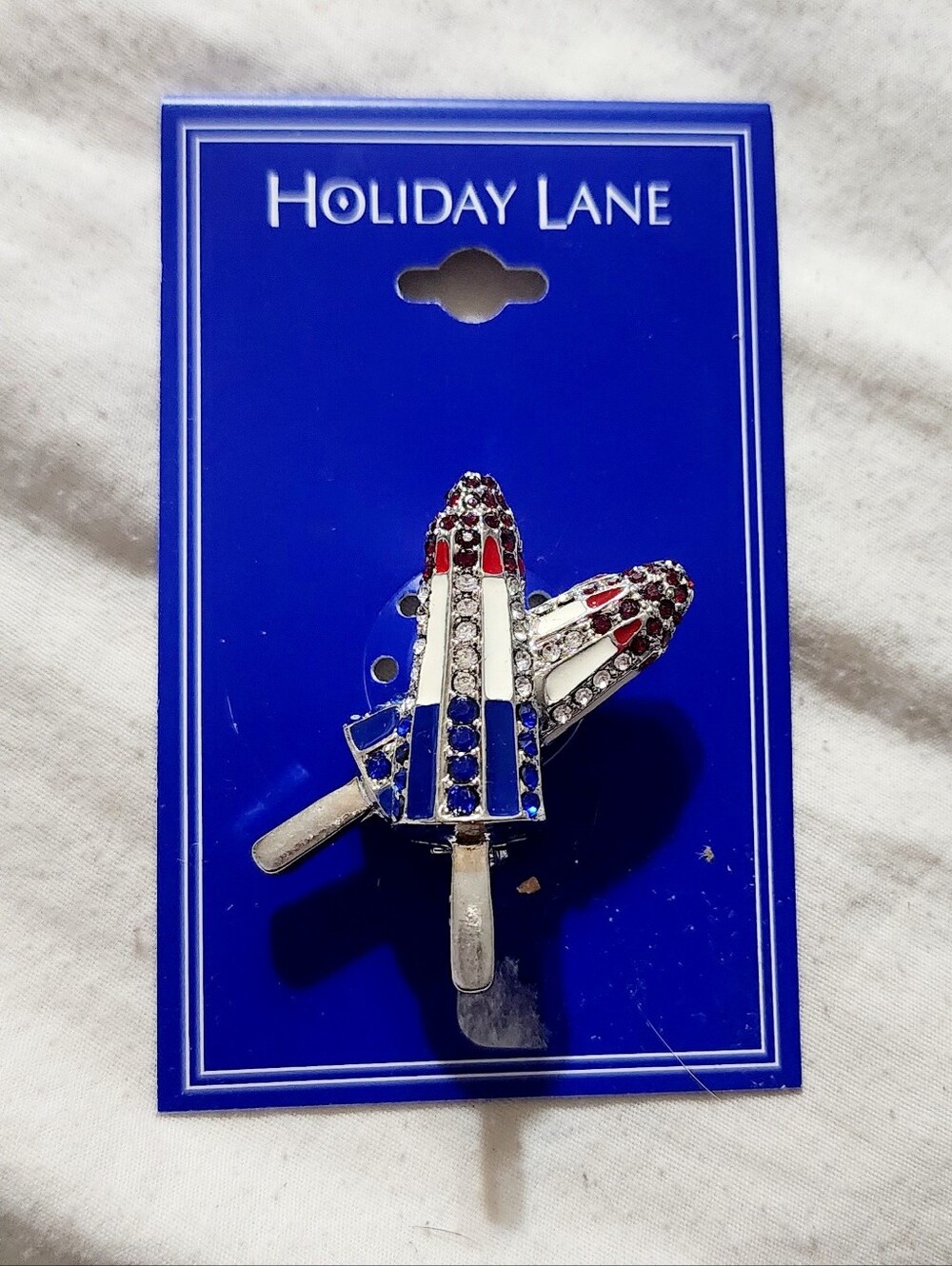 Source Unknown Red White Blue Popsicle Holiday Brooch